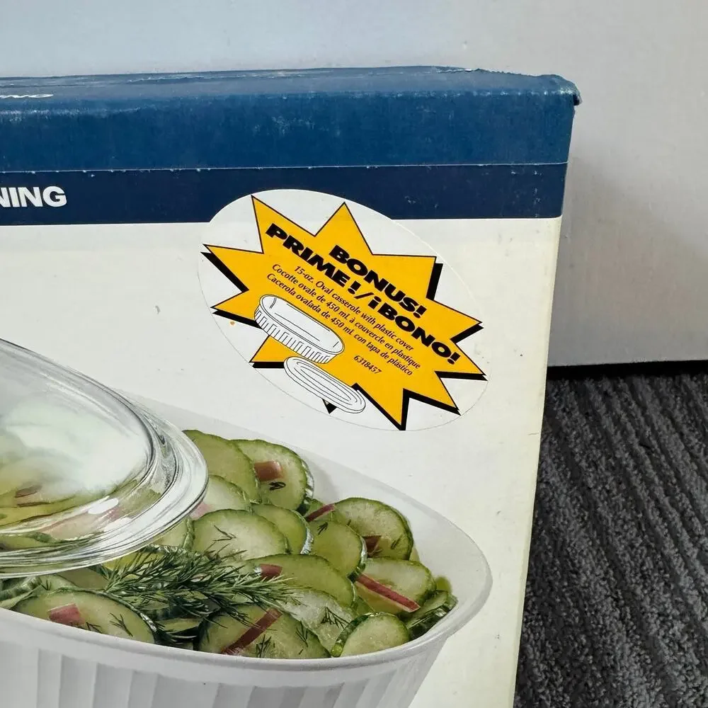 CorningWare French White 1.5 Qt Covered Oval Casserole Dish | Vintage | NIB